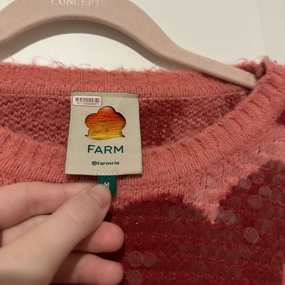 Farm Rio Heart Sequin Crewneck Sweater - Size M - Picture 4 of 5
